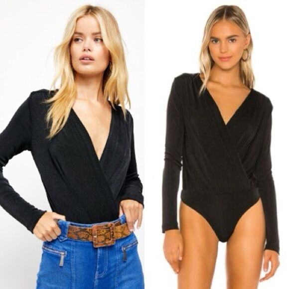 Free People NWT Turnt Bodysuit in Black Size Large - Picture 1 of 10